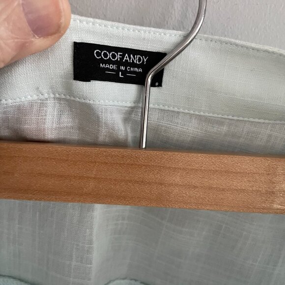 Coofandy Beach Tunic Long Sleeve Cotton Linen Casual Shirt, Sz Large, Mint - Picture 3 of 7